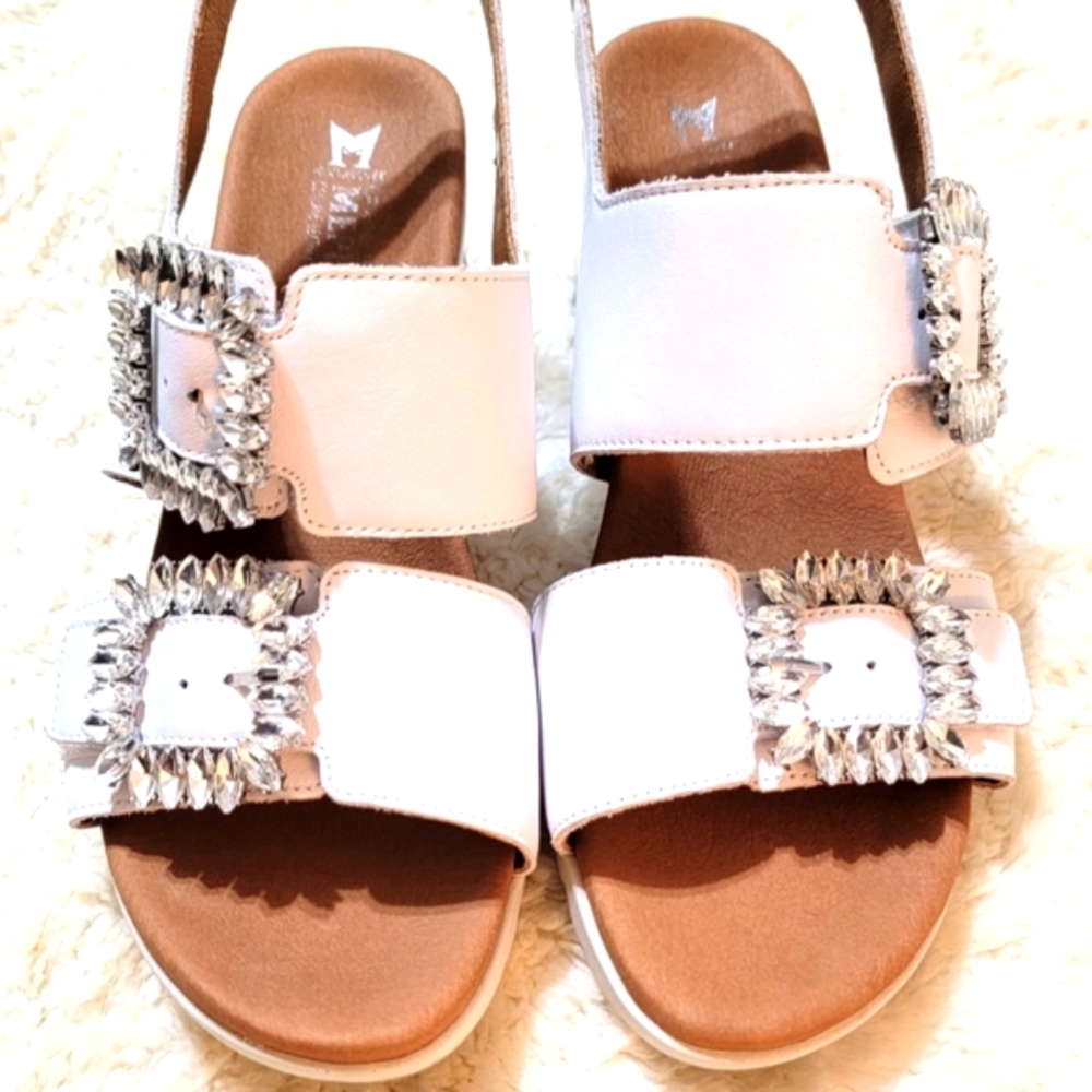 ❤️ FIRM MEPHISTO Ysabel Spark BLING White wedge Sandals 40